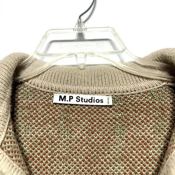 M.P Studios Cardigan Sweater Cotton Thick Knit Long Length Beige Women XL sz 3 - Picture 5 of 8
